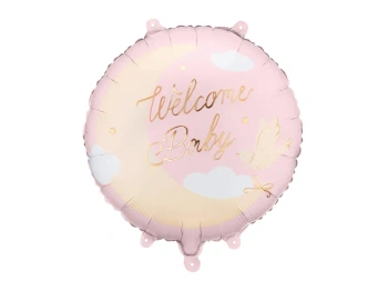 Balon foliowy pastylka Welcome Baby, 35x35 cm, jasnoróżowy