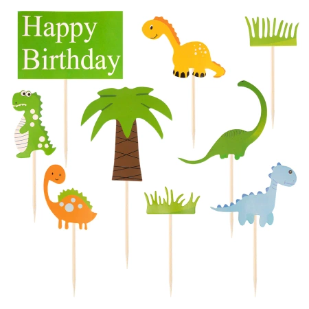 Toppery na tort Dinozaury Happy Birthday 9szt.