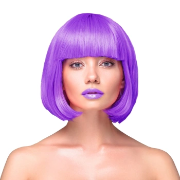 Peruka imprezowa włosy krótkie proste purpurowe