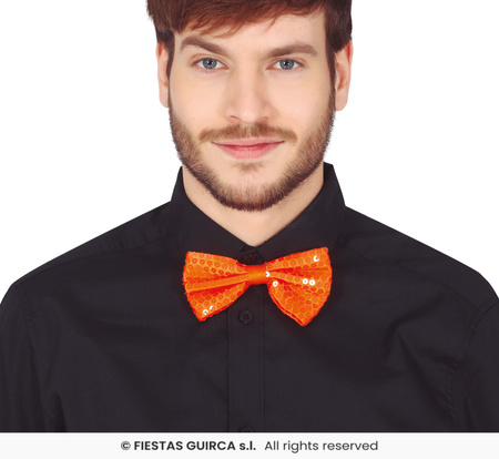 Neonowa pomarańczowa muszka cekinowa