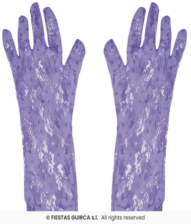 Rękawiczki koronkowe purpurowe, 38 cm