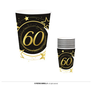 Kubeczki na 60-stkę, 6 szt,, 240ml.