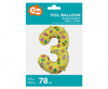 Balon foliowy Cyfra 3, obrazki, 78 cm