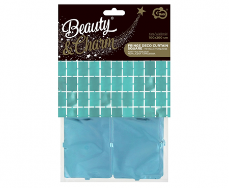 Kurtyna Kwadrat, metaliczna turkusowa, 100x200 cm
