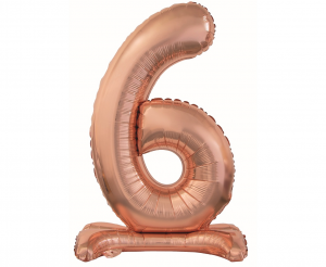 Balon foliowy B&C Cyfra stojąca 6, różowo-złota, 74 cm