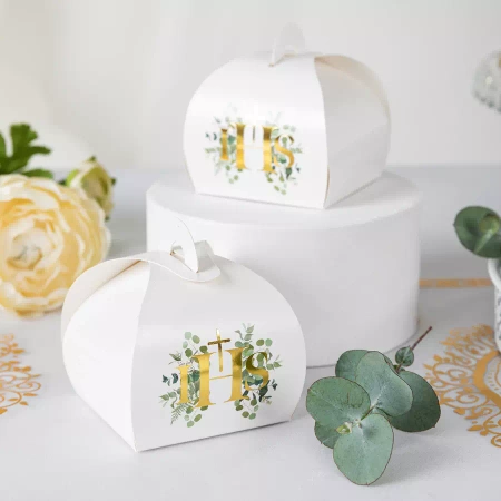 Pudełka na prezenty dla gości Komunia Święta IHS 6 szt DIY