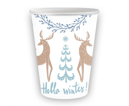 Kubeczki papierowe Hello Winter, białe, 250 ml/ 6 szt.