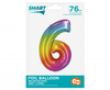 Balon foliowy Smart, Cyfra 6, tęczowa, 76 cm