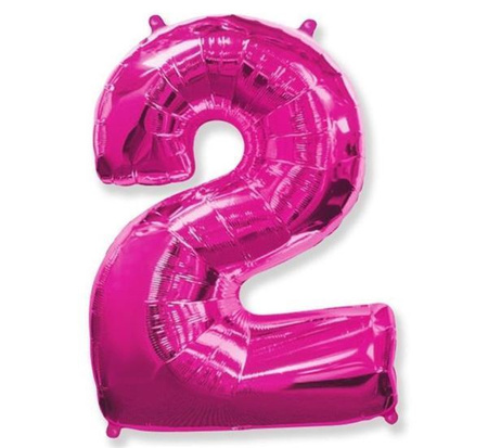 Balon foliowy FX - "Number 2" różowy, 95 cm