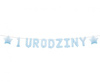 Girlanda papierowa "1 URODZINY", niebieska, 1,5 m.