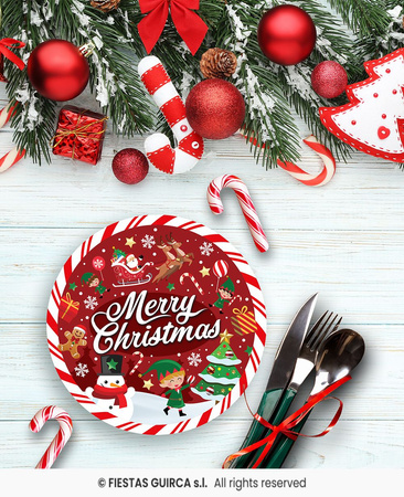 Talerzyki Merry Christmas 23cm, 6 szt
