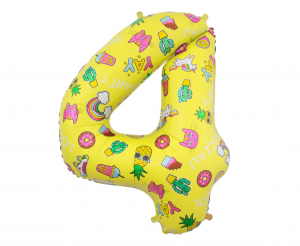 Balon foliowy Cyfra 4, obrazki, 78 cm