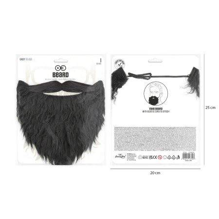 Sztuczna broda z wąsami czarna