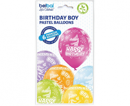 Balony Urodzinowy Dinozaur dla chłopca, 6 szt.