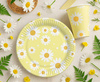 Talerzyki papierowe, żółte, stokrotki, 18 cm, 6 szt.