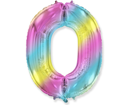 Balon foliowy FX - "Number 0" tęczowy, 85 cm