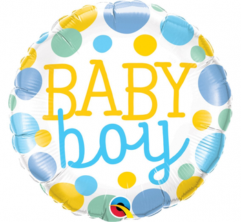 Balon foliowy 18" QL CIR "Baby Boy dots"