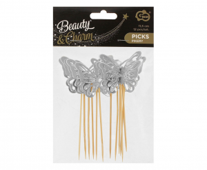 Piker B&C Motylki, srebrne, 12 szt.