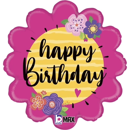 Balon foliowy Happy Birthday Flower 18" - 46 cm