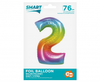 Balon foliowy Smart, Cyfra 2, tęczowa, 76 cm