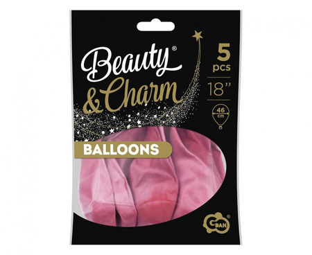 Balony Beauty&Charm, platynowe j. różowe 18"/ 5 szt.