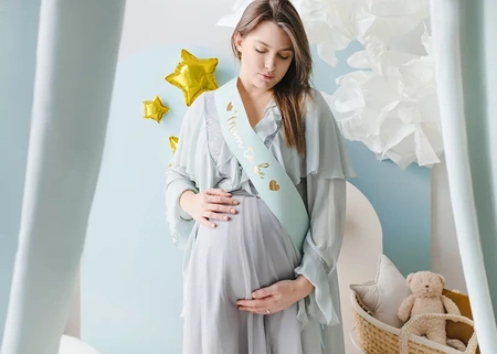 Szarfa Mom to be, jasny tiffany blue, 75 cm