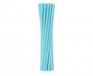Rurki (słomki) pap. jasnoniebieskie szlaczki, 6x197mm / 12 szt.