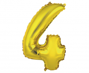 Balon foliowy "Cyfra 4", złota, 35 cm