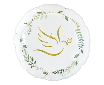 Balon foliowy Gołąbek z listkami, okrągły 18"