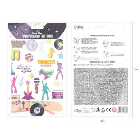 Tatuaże zmywalne Retro Disco 23szt. zestaw