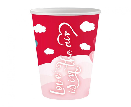 Kubeczki papierowe Kolekcja Love Is In The Air (czerwone), 250 ml/ 6 szt.