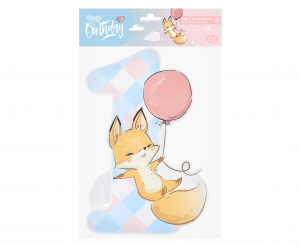 Dekoracja na stół Kolekcja Happy Birthday - Lisek, 29 cm