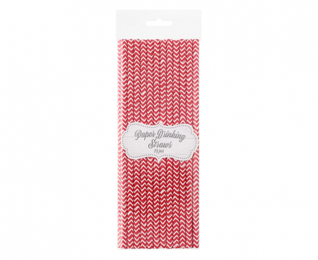 Rurki (słomki) pap. czerwone szlaczki, 6x197mm / 24 szt.