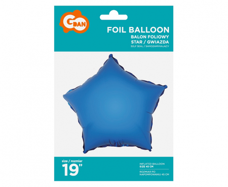 Balon foliowy "Gwiazda", niebieska, 19"
