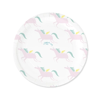 Papierowy talerzyki 23cm Jednorożec z tęczą 6szt
