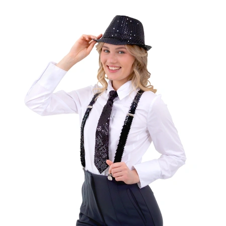 Czarny krawat z cekinami