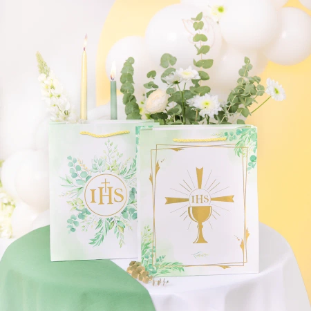 Torebki na prezenty komunijne IHS duże 1szt.