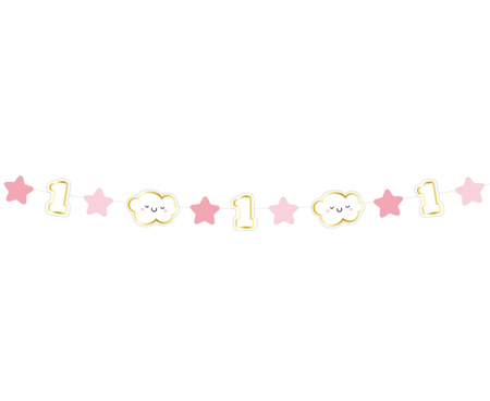 Girlanda papierowa mini Roczek, różowa