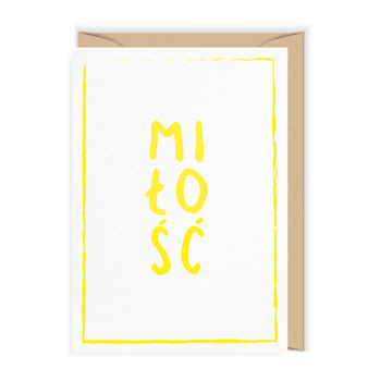 Kartka ślubna z napisem MIŁOŚĆ