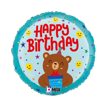Balon Grabo Uśmiechnięty Miś Birthday 18" - 46 cm