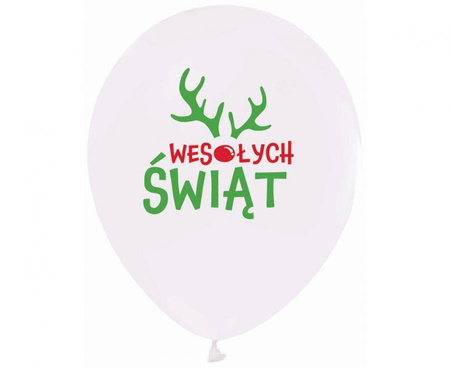 Balony Wesołych Świąt (z rogami), 12"/ 5 szt.