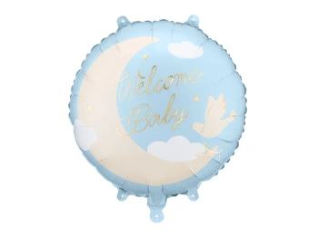 Balon foliowy pastylka Welcome Baby, 35x35 cm, jasnoniebieski