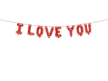 Balon foliowy I Love You, 260x40 cm, czerwony