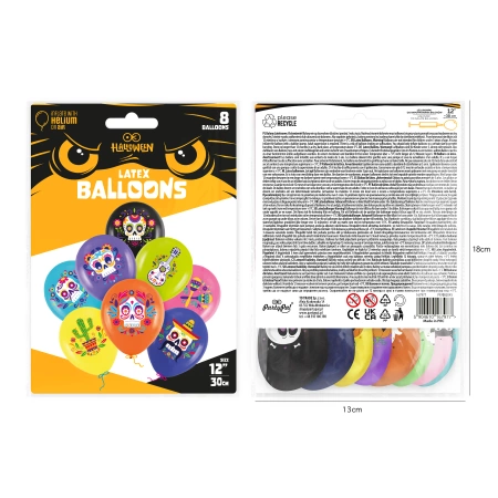 Balony Meksykańskie Halloween 12 cali 8 szt.