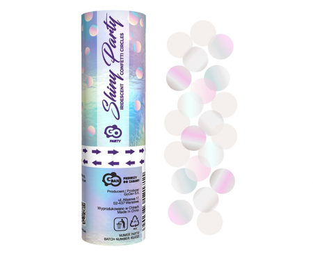 Konfetti pneumatyczne Shiny Party, kółeczka foliowe opalizujące / 15 cm