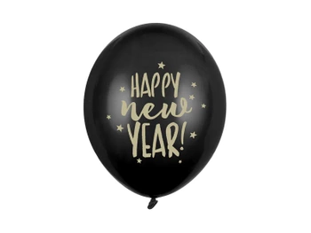Balony 30cm, Happy New Year, Pastel Black