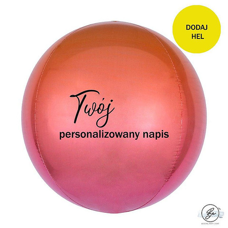 Balon foliowy kula Orbz czerwono-pomarańczowa napełniona helem