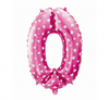 Balon foliowy "Cyfra 0", różowa w serca, 61 cm