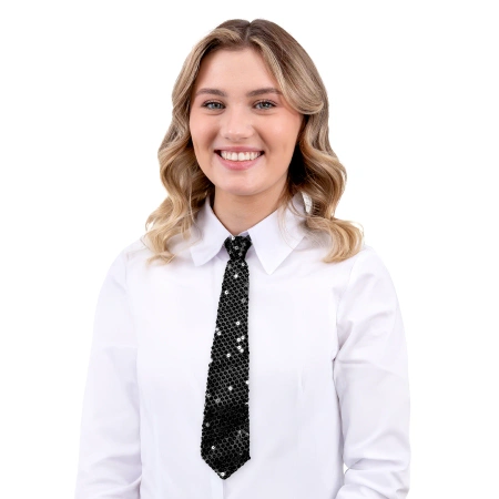 Czarny krawat z cekinami