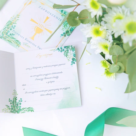 Zaproszenie na komunię Kielich IHS 10szt.